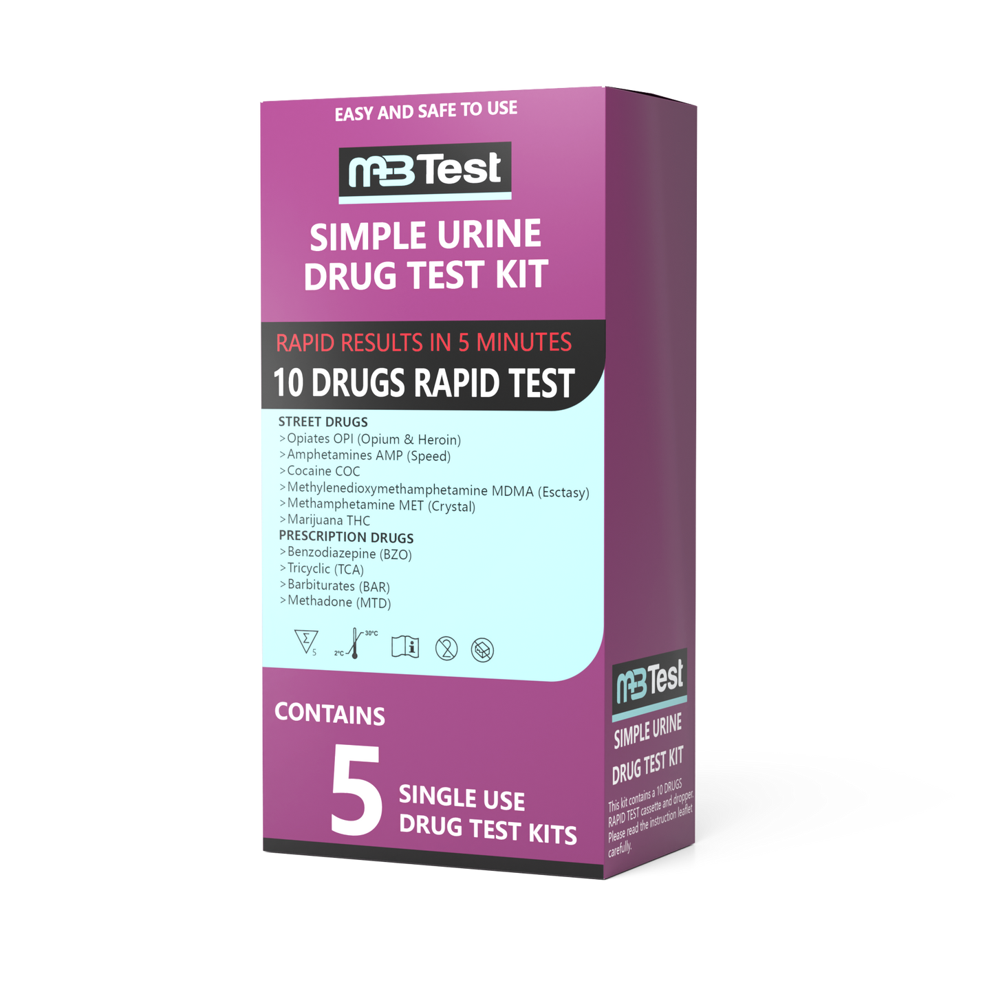 MBTest Street and Prescription Drugs 10PK Urine Test Kit