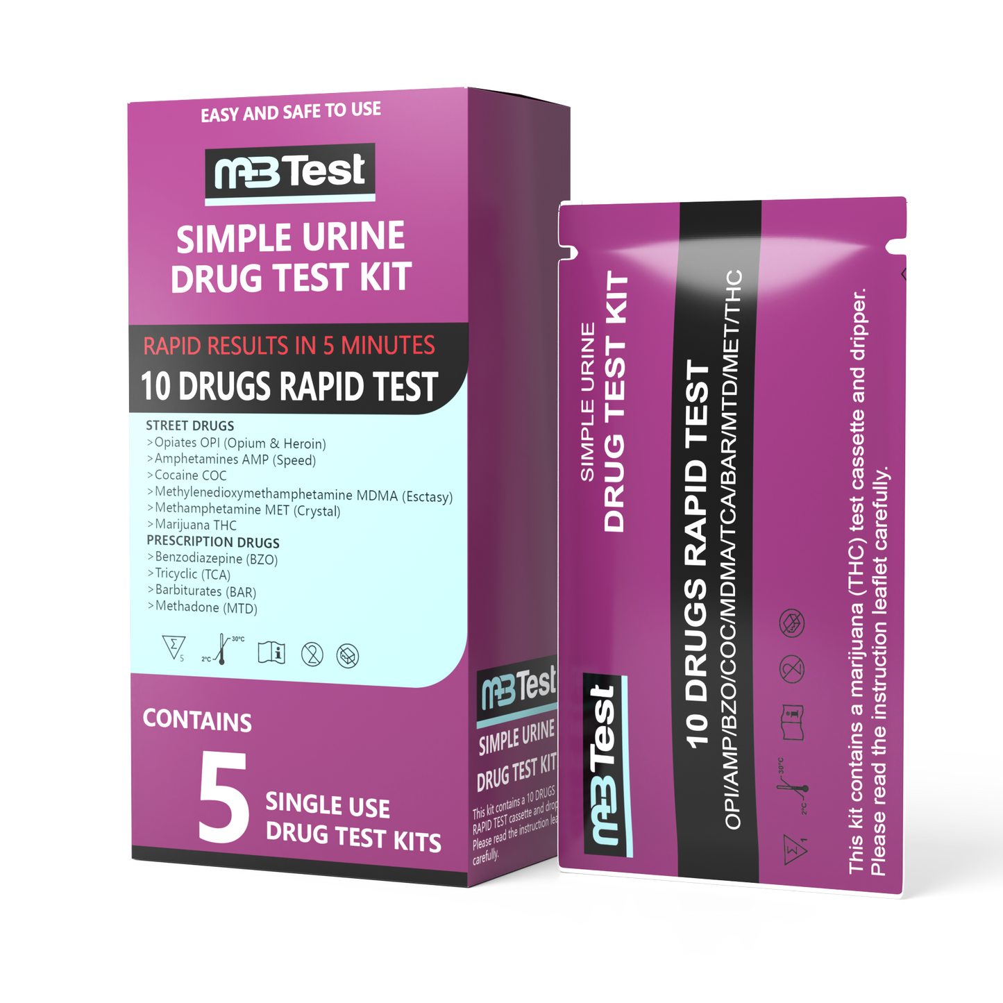 MBTest Street and Prescription Drugs 10PK Urine Test Kit